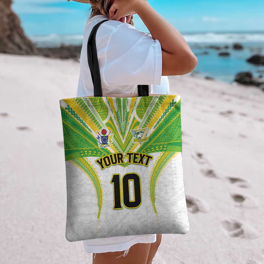 Custom Cook Islands Rugby Tote Bag Tatau Art Sport Style White Color