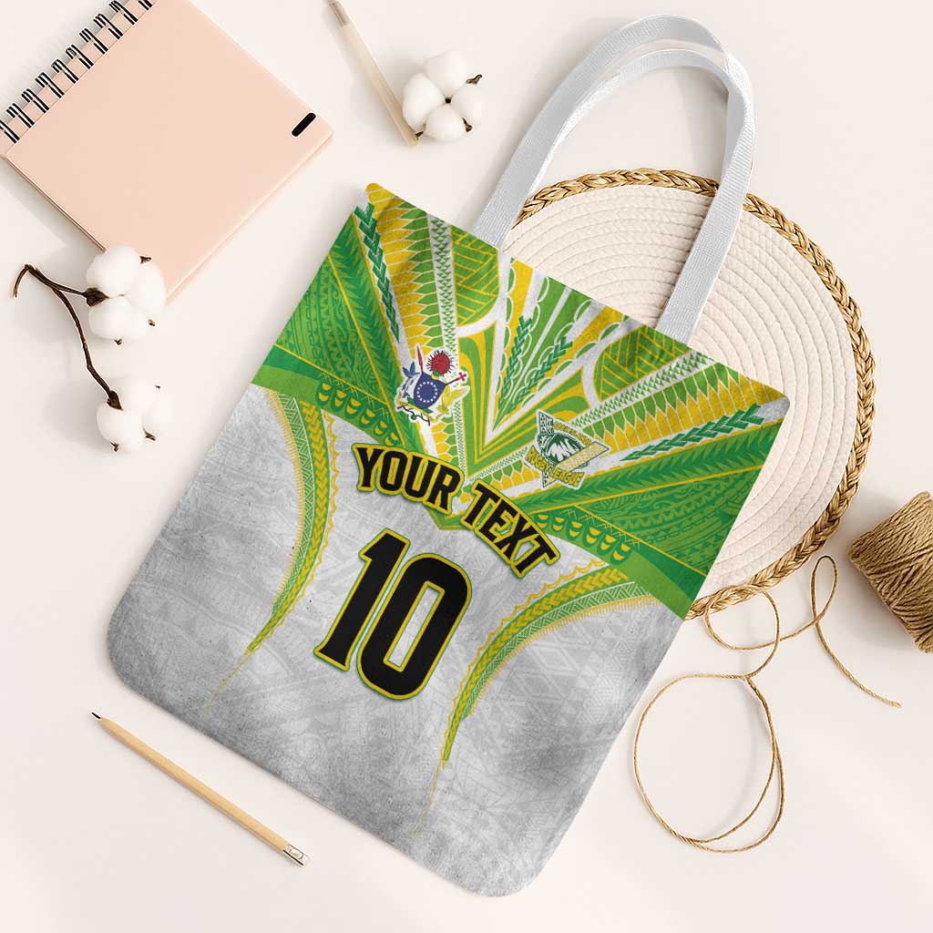 Custom Cook Islands Rugby Tote Bag Tatau Art Sport Style White Color
