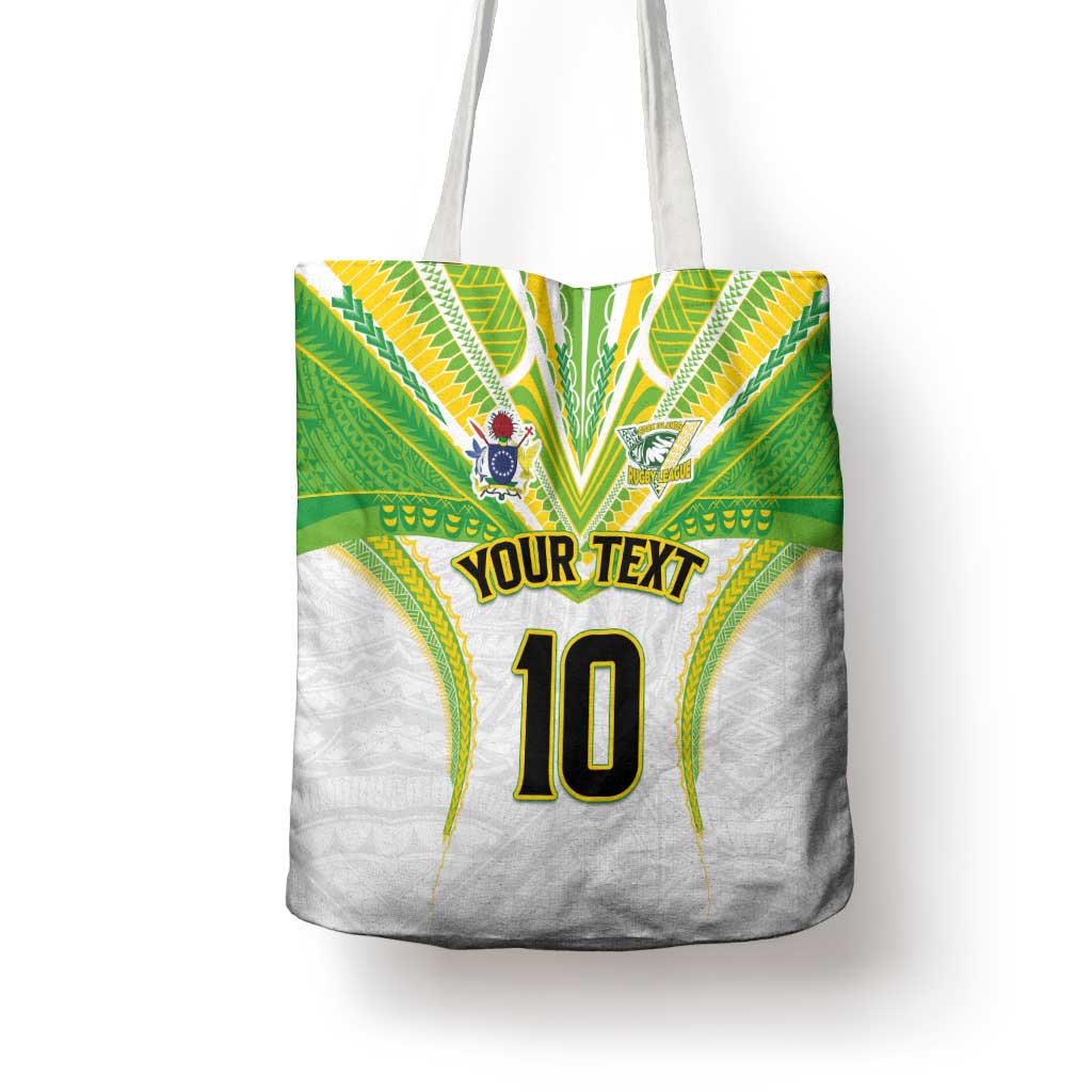 Custom Cook Islands Rugby Tote Bag Tatau Art Sport Style White Color