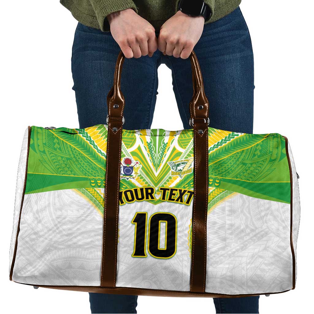 Custom Cook Islands Rugby Travel Bag Tatau Art Sport Style White Color LT03 White - Polynesian Pride