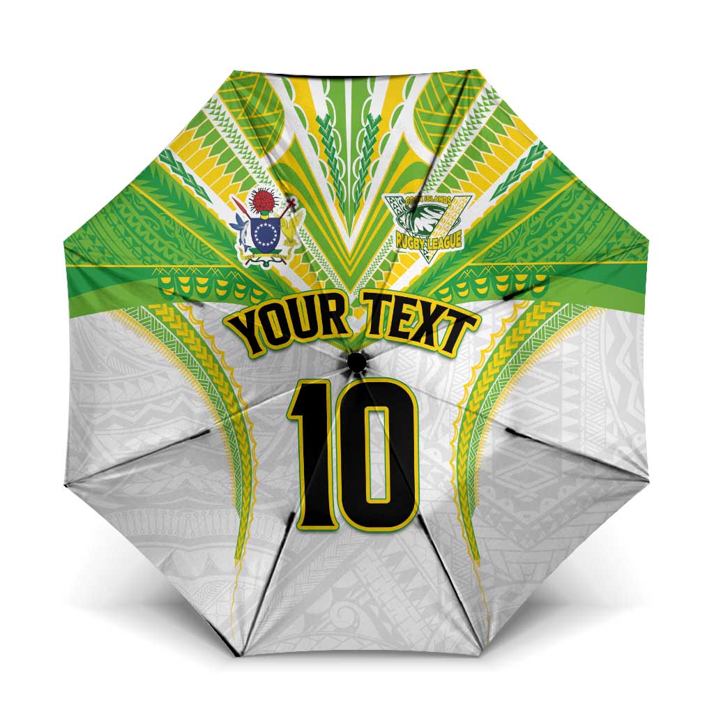 Custom Cook Islands Rugby Umbrella Tatau Art Sport Style White Color LT03 One Size Folded 11.42 inch Opened Diameter 37.4 inch White - Polynesian Pride