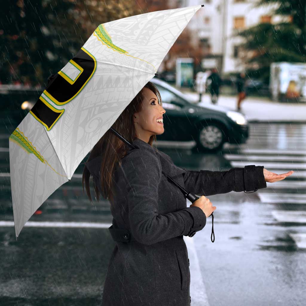 Custom Cook Islands Rugby Umbrella Tatau Art Sport Style White Color LT03 - Polynesian Pride