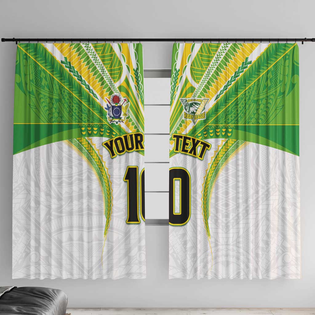 Custom Cook Islands Rugby Window Curtain Tatau Art Sport Style White Color LT03 With Hooks White - Polynesian Pride