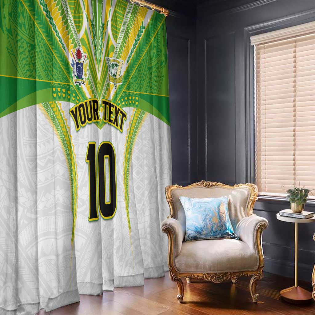 Custom Cook Islands Rugby Window Curtain Tatau Art Sport Style White Color LT03 - Polynesian Pride