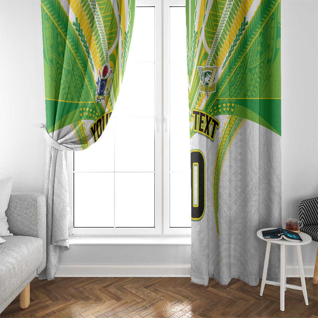 Custom Cook Islands Rugby Window Curtain Tatau Art Sport Style White Color LT03 - Polynesian Pride