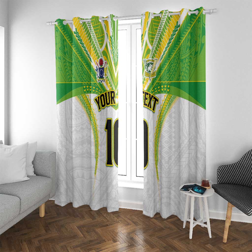 Custom Cook Islands Rugby Window Curtain Tatau Art Sport Style White Color LT03 With Grommets White - Polynesian Pride