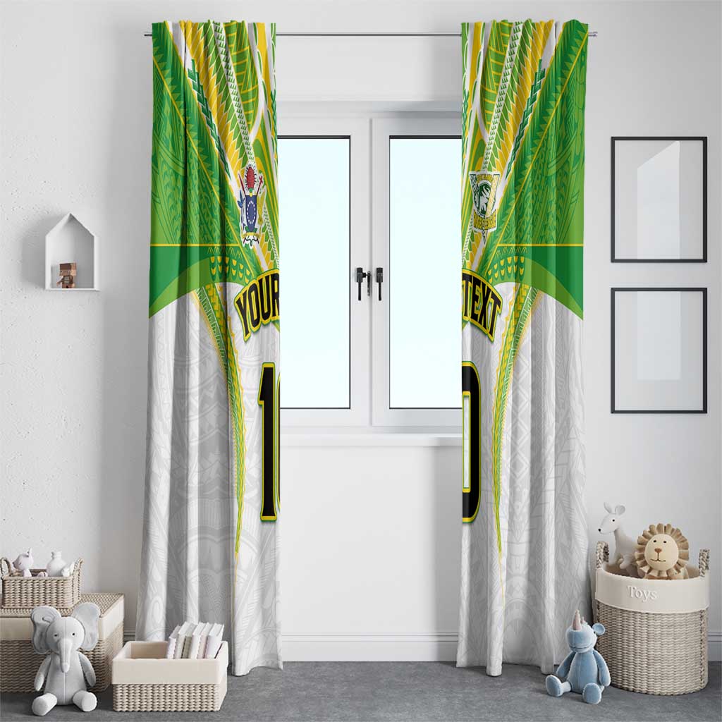 Custom Cook Islands Rugby Window Curtain Tatau Art Sport Style White Color LT03 - Polynesian Pride