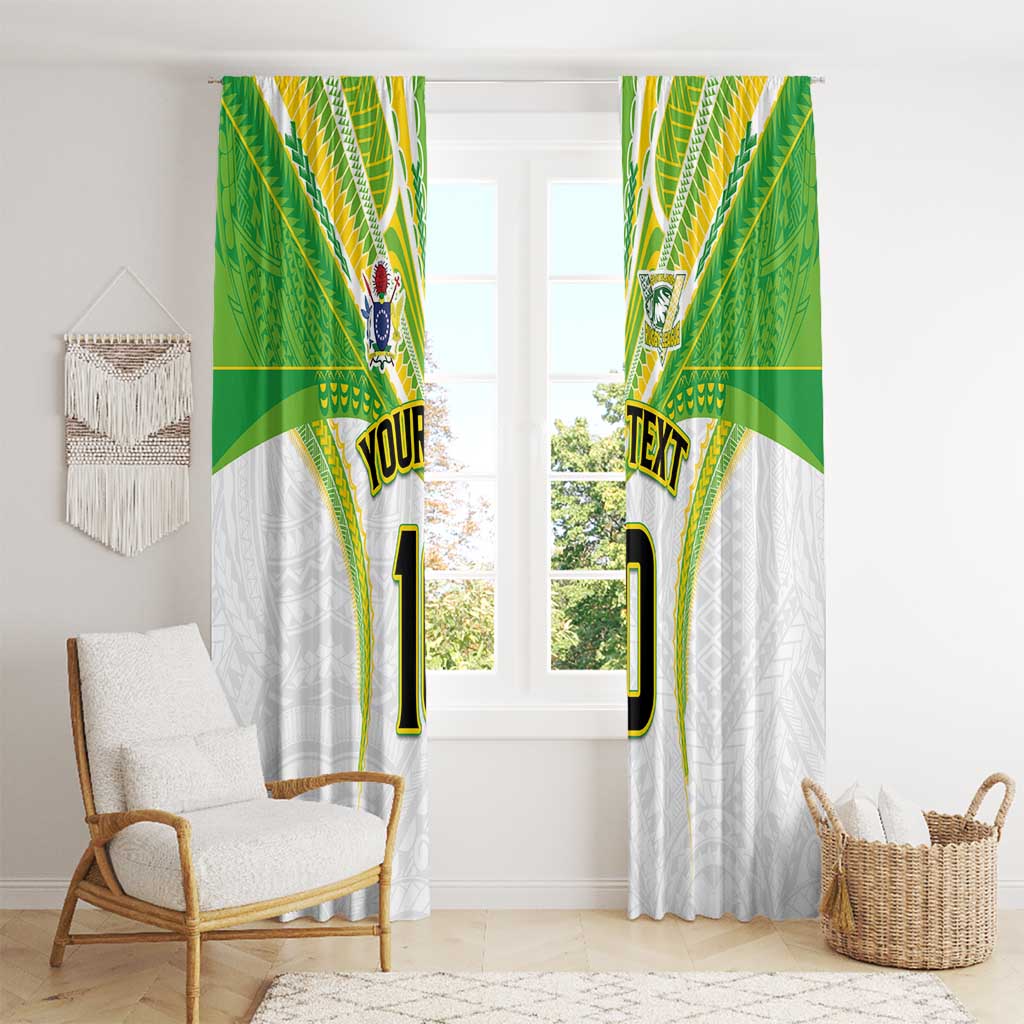 Custom Cook Islands Rugby Window Curtain Tatau Art Sport Style White Color LT03 - Polynesian Pride