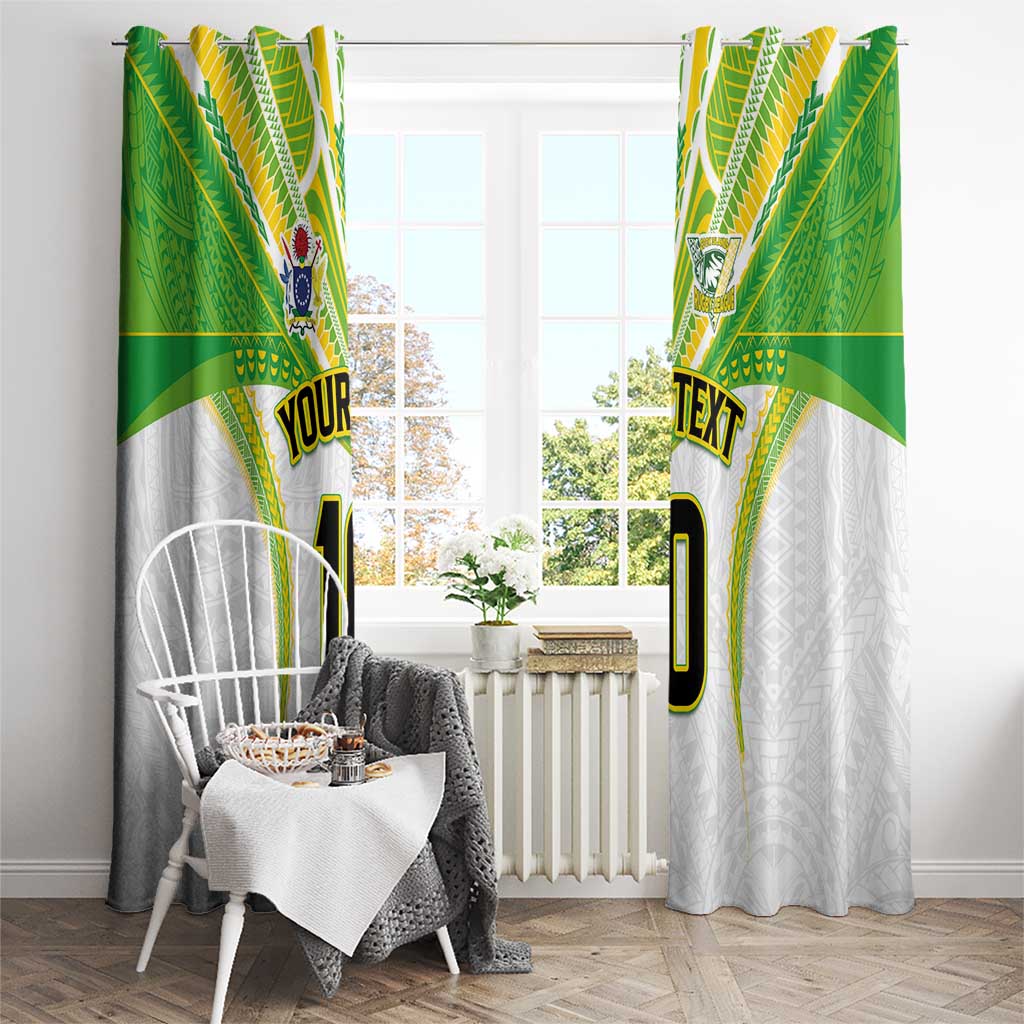 Custom Cook Islands Rugby Window Curtain Tatau Art Sport Style White Color LT03 - Polynesian Pride