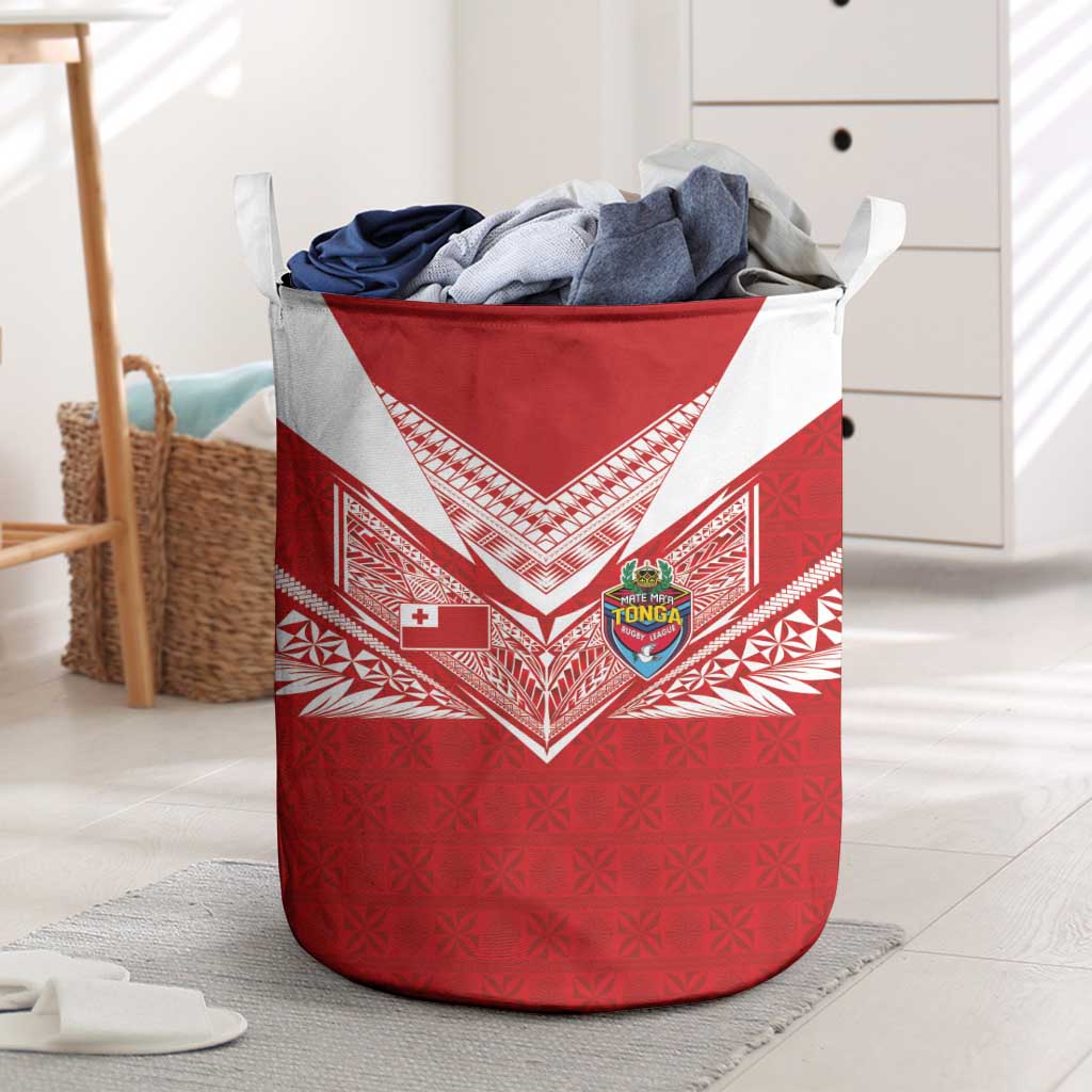 Tonga Rugby Laundry Basket Ngatu Motifs and Pacific Patterns LT03 Red - Polynesian Pride