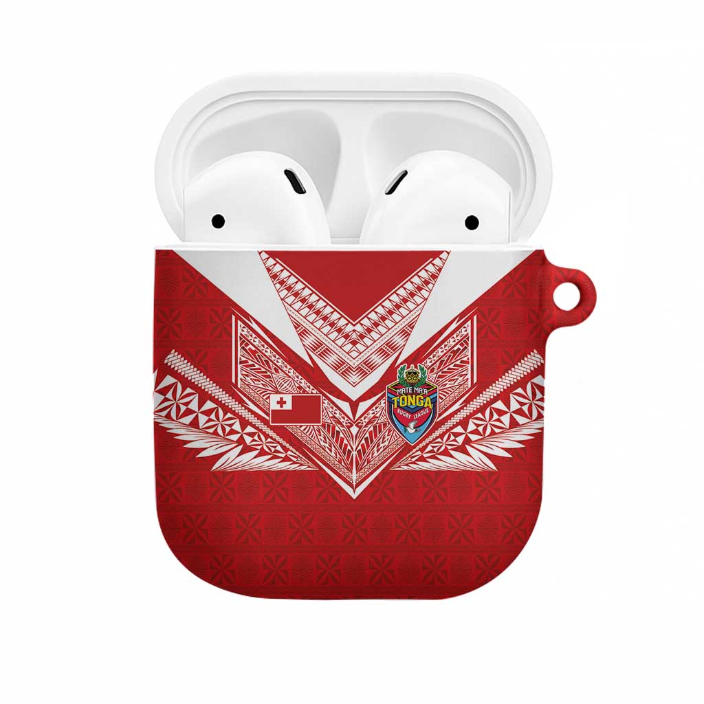 Tonga Rugby AirPods Case Ngatu Motifs and Pacific Patterns LT03 Red - Polynesian Pride