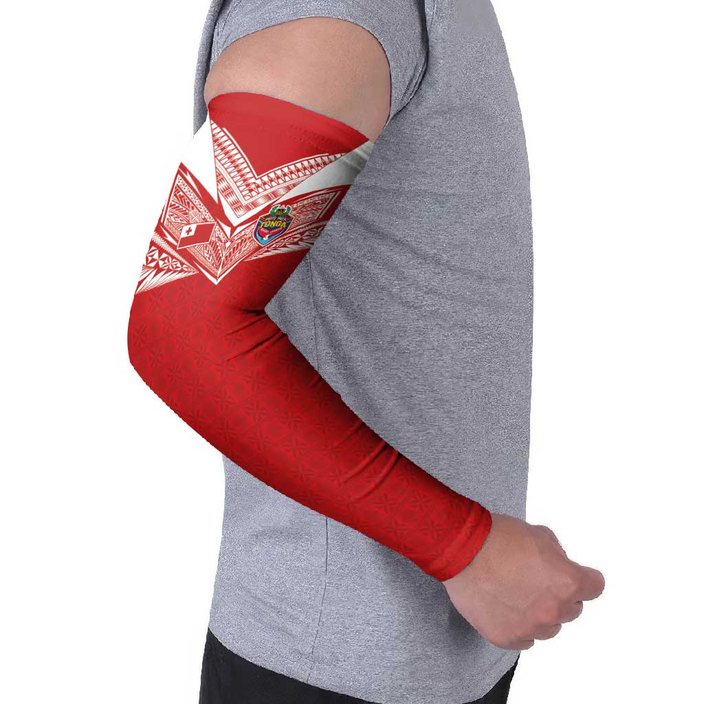 Custom Tonga Rugby Arm Sleeves Ngatu Motifs and Pacific Patterns LT03 - Polynesian Pride
