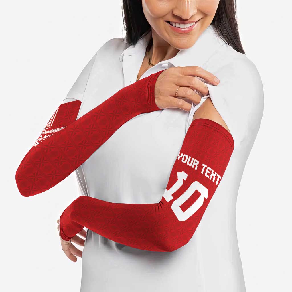 Custom Tonga Rugby Arm Sleeves Ngatu Motifs and Pacific Patterns LT03 - Polynesian Pride