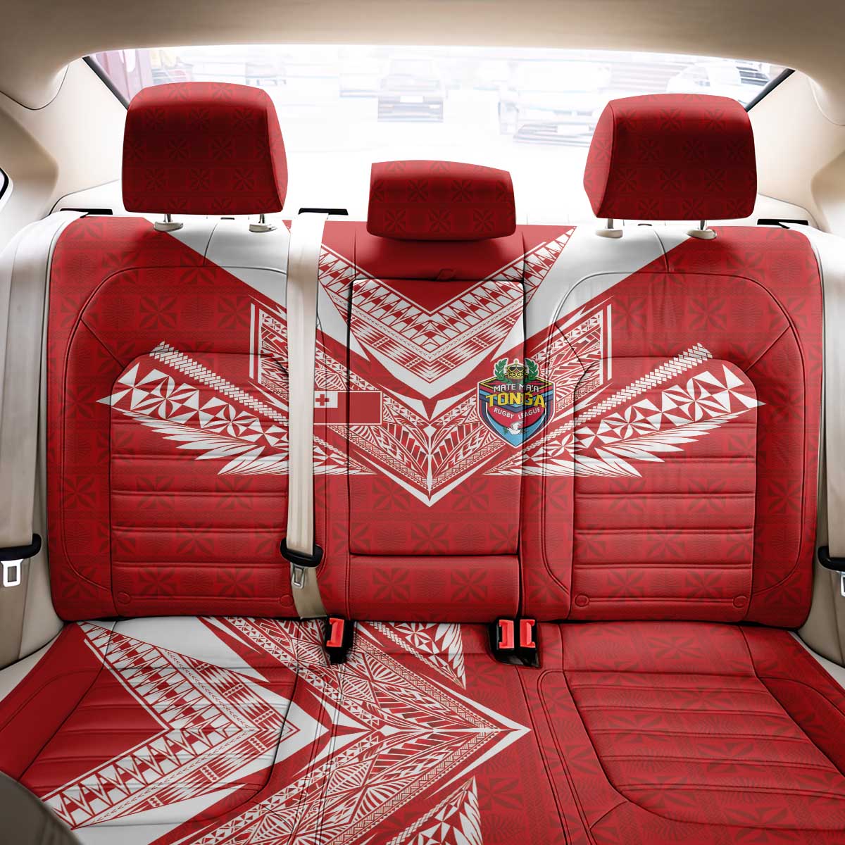 Tonga Rugby Back Car Seat Cover Ngatu Motifs and Pacific Patterns LT03 - Polynesian Pride