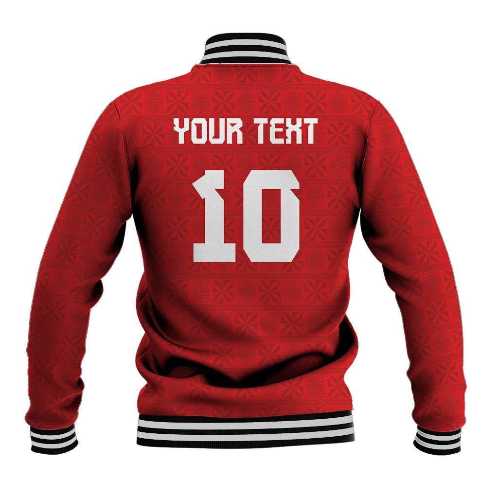 Custom Tonga Rugby Baseball Jacket Ngatu Motifs and Pacific Patterns LT03 - Polynesian Pride