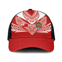 Tonga Rugby Baseball Net Cap Ngatu Motifs and Pacific Patterns LT03 One Size Black Red - Polynesian Pride