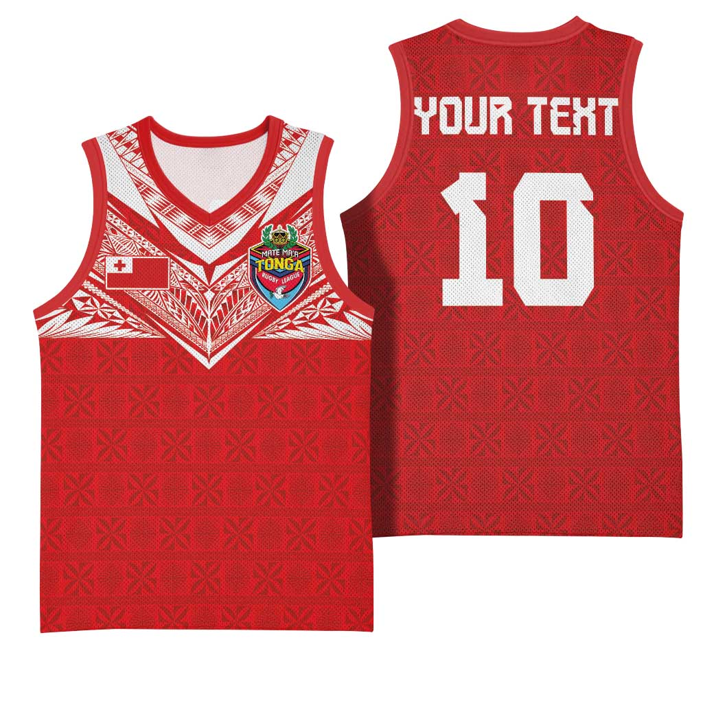 Custom Tonga Rugby Basketball Jersey Ngatu Motifs and Pacific Patterns LT03 - Polynesian Pride