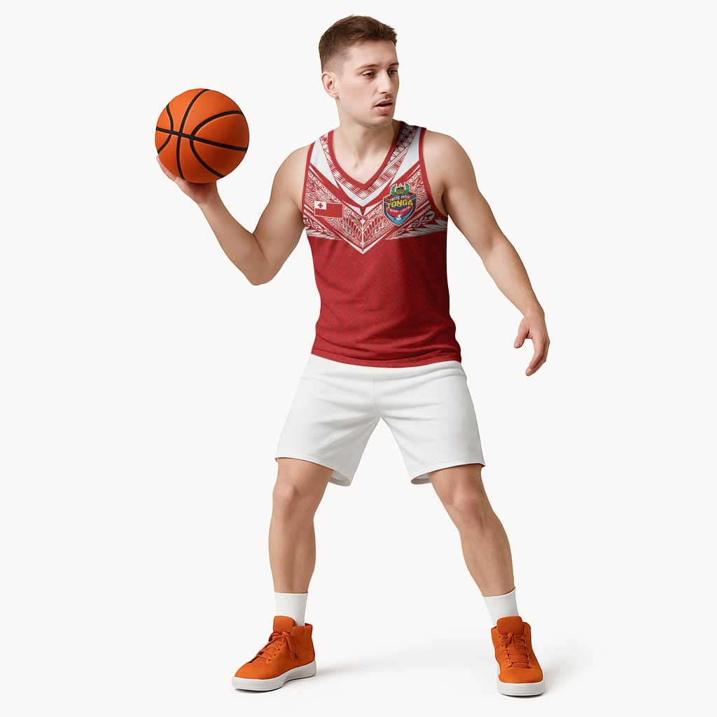 Custom Tonga Rugby Basketball Jersey Ngatu Motifs and Pacific Patterns LT03 - Polynesian Pride