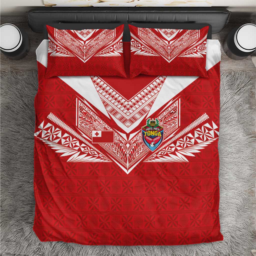 Tonga Rugby Bedding Set Ngatu Motifs and Pacific Patterns LT03 Red - Polynesian Pride
