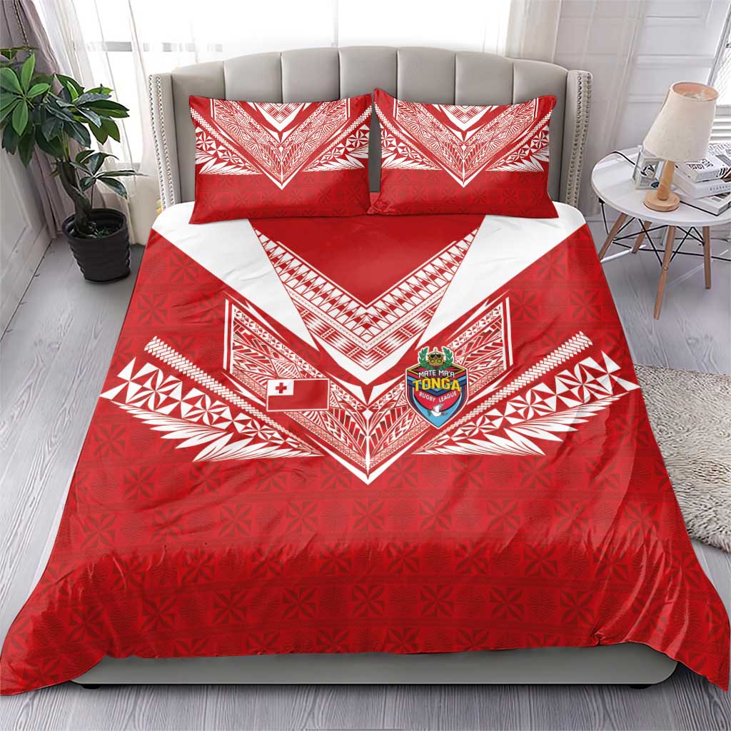 Tonga Rugby Bedding Set Ngatu Motifs and Pacific Patterns