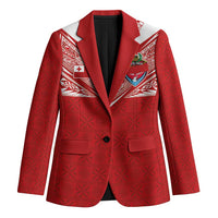 Custom Tonga Rugby Blazer Ngatu Motifs and Pacific Patterns LT03 Unisex Red - Polynesian Pride