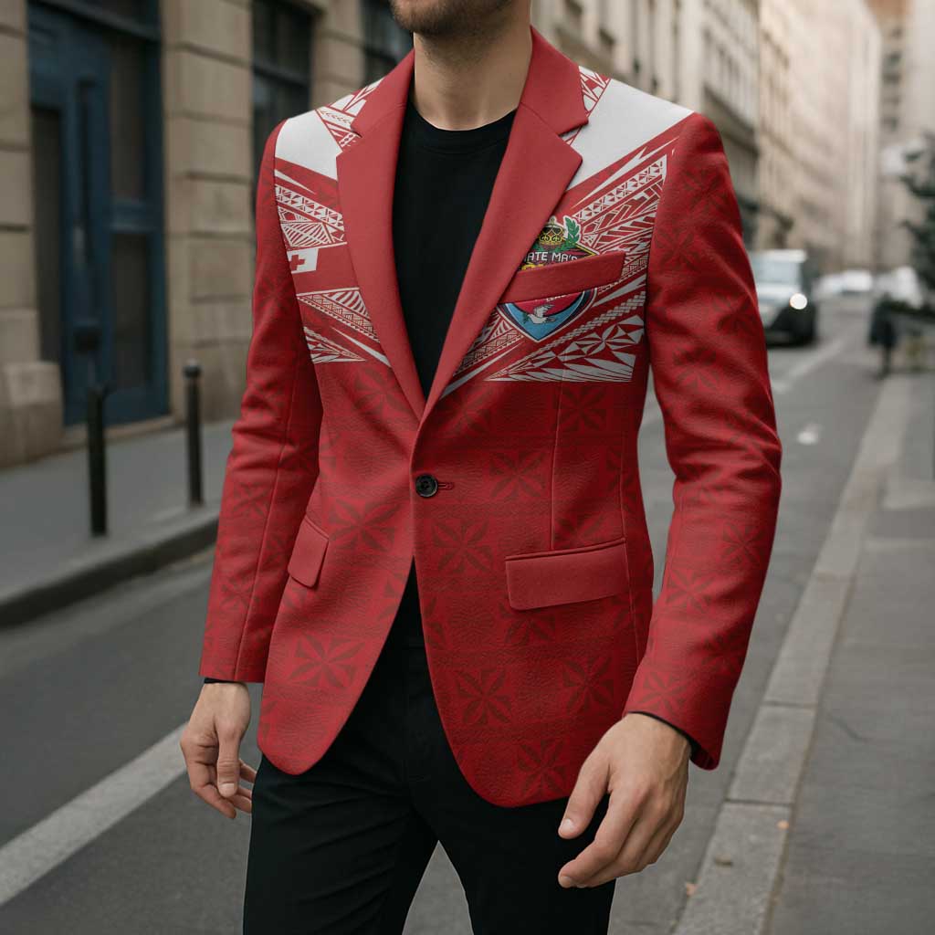 Custom Tonga Rugby Blazer Ngatu Motifs and Pacific Patterns LT03 - Polynesian Pride