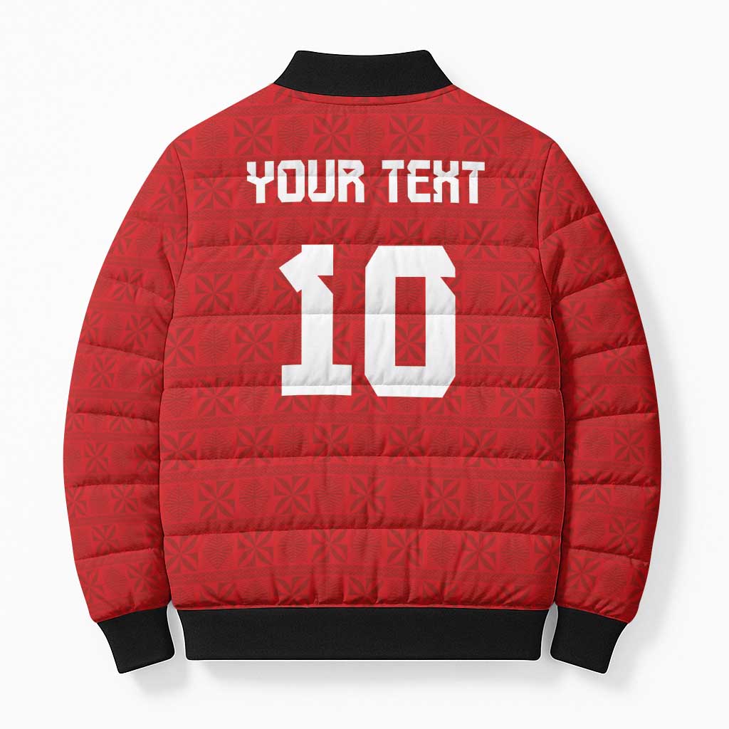 Custom Tonga Rugby Bomber Puffer Jacket Ngatu Motifs and Pacific Patterns LT03 - Polynesian Pride