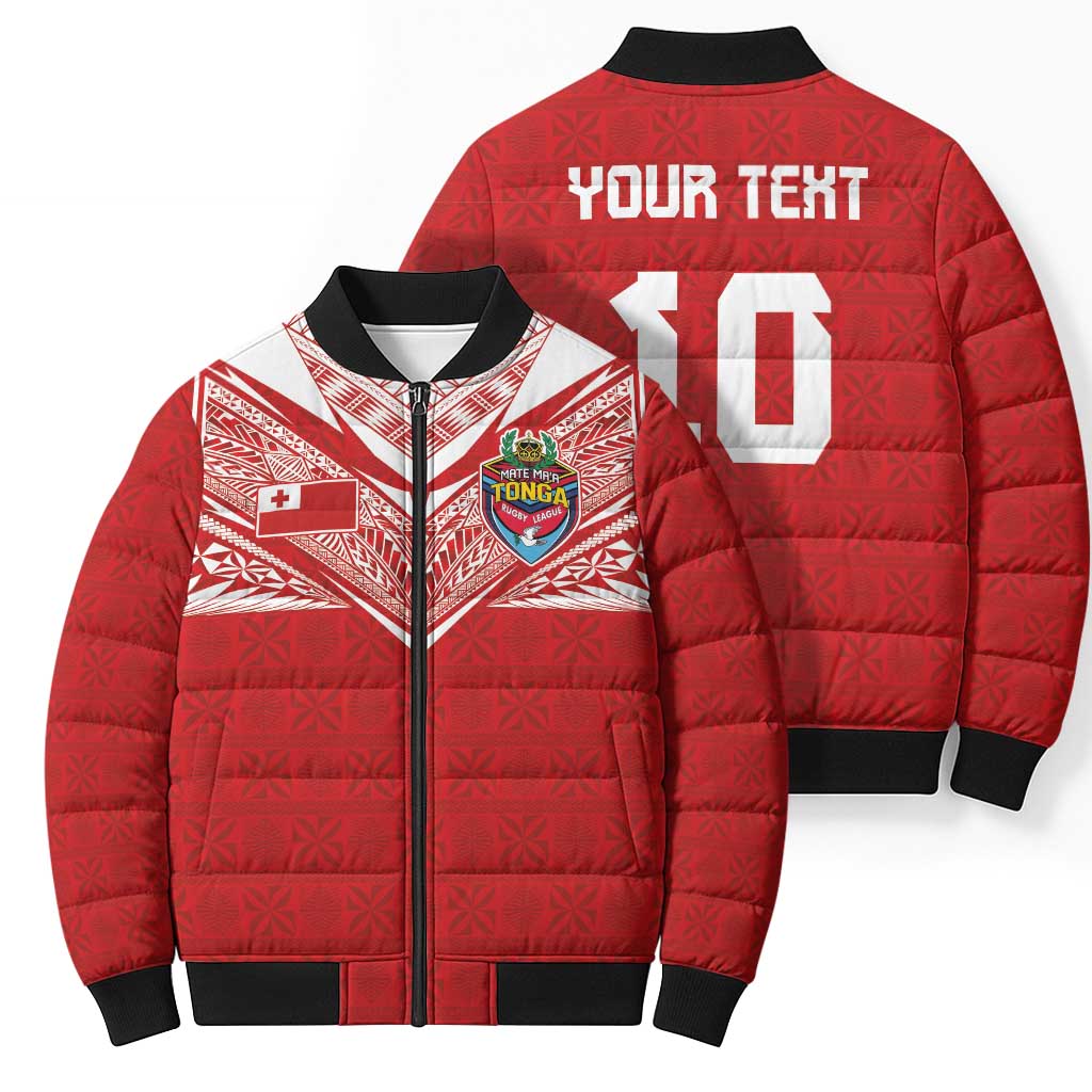 Custom Tonga Rugby Bomber Puffer Jacket Ngatu Motifs and Pacific Patterns LT03 - Polynesian Pride