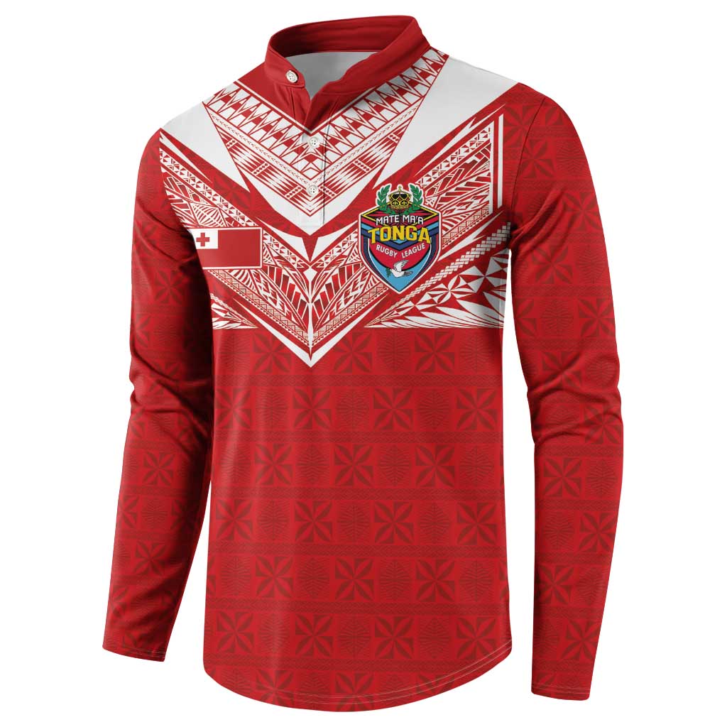 Custom Tonga Rugby Button Sweatshirt Ngatu Motifs and Pacific Patterns LT03 - Polynesian Pride