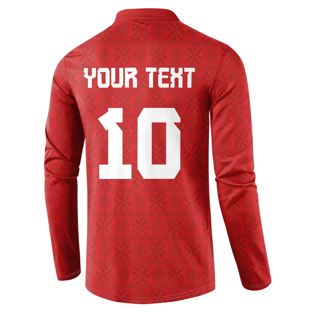 Custom Tonga Rugby Button Sweatshirt Ngatu Motifs and Pacific Patterns LT03 - Polynesian Pride