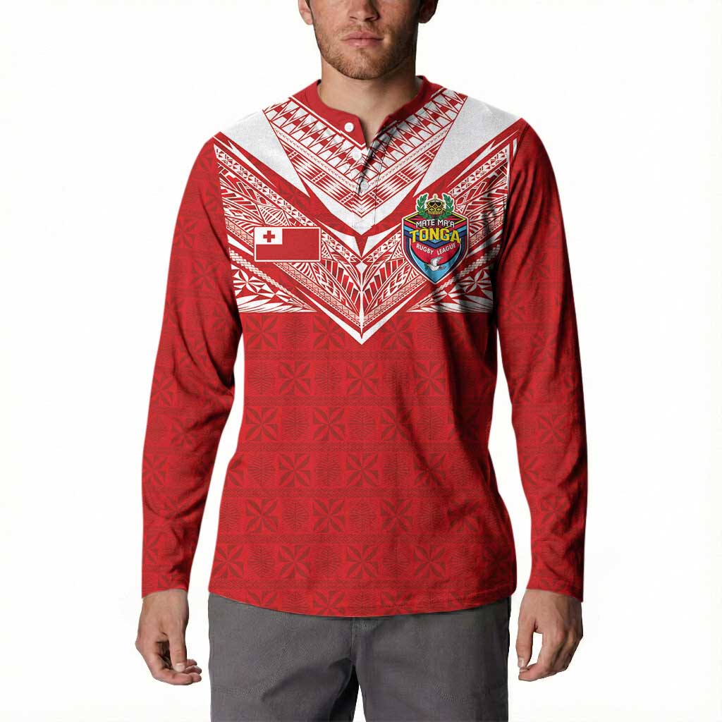 Custom Tonga Rugby Button Sweatshirt Ngatu Motifs and Pacific Patterns LT03 - Polynesian Pride