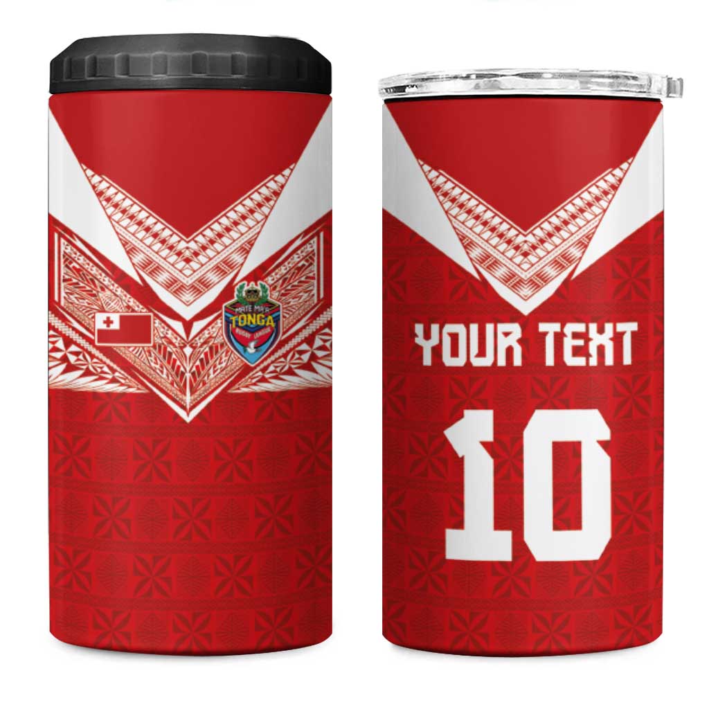 Custom Tonga Rugby 4 in 1 Can Cooler Tumbler Ngatu Motifs and Pacific Patterns LT03 One Size: 16 oz Red - Polynesian Pride