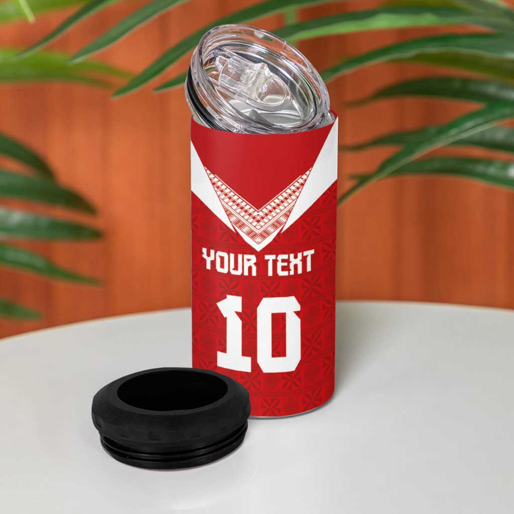 Custom Tonga Rugby 4 in 1 Can Cooler Tumbler Ngatu Motifs and Pacific Patterns LT03 - Polynesian Pride