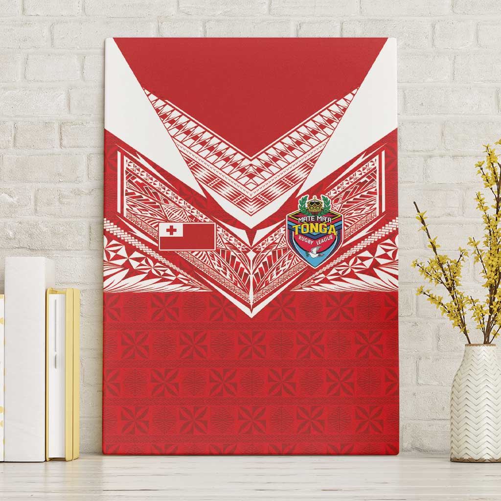Tonga Rugby Canvas Wall Art Ngatu Motifs and Pacific Patterns LT03 Without Frame Red - Polynesian Pride