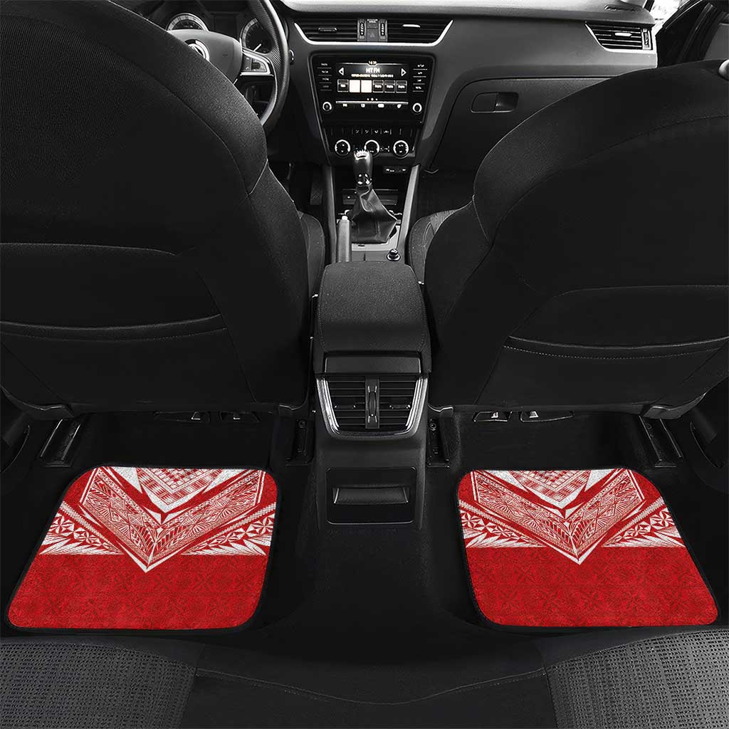 Custom Tonga Rugby Car Mats Ngatu Motifs and Pacific Patterns LT03 Set 2pcs - Back Red - Polynesian Pride