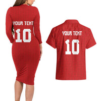 Custom Tonga Rugby Couples Matching Long Sleeve Bodycon Dress and Hawaiian Shirt Ngatu Motifs and Pacific Patterns LT03 - Polynesian Pride