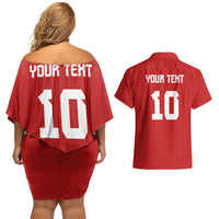 Custom Tonga Rugby Couples Matching Off Shoulder Short Dress and Hawaiian Shirt Ngatu Motifs and Pacific Patterns LT03 - Polynesian Pride