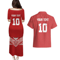 Custom Tonga Rugby Couples Matching Puletasi and Hawaiian Shirt Ngatu Motifs and Pacific Patterns LT03 - Polynesian Pride