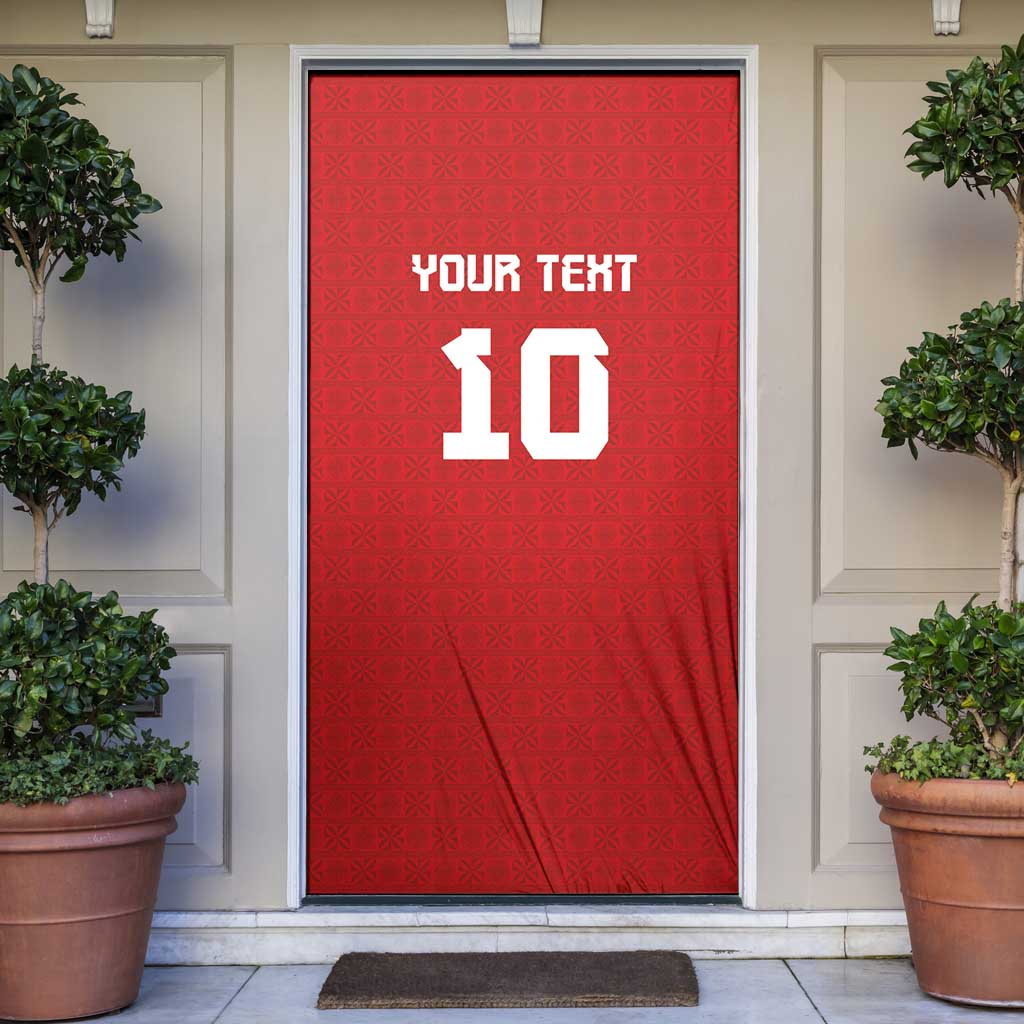 Custom Tonga Rugby Door Cover Ngatu Motifs and Pacific Patterns LT03 Red - Polynesian Pride