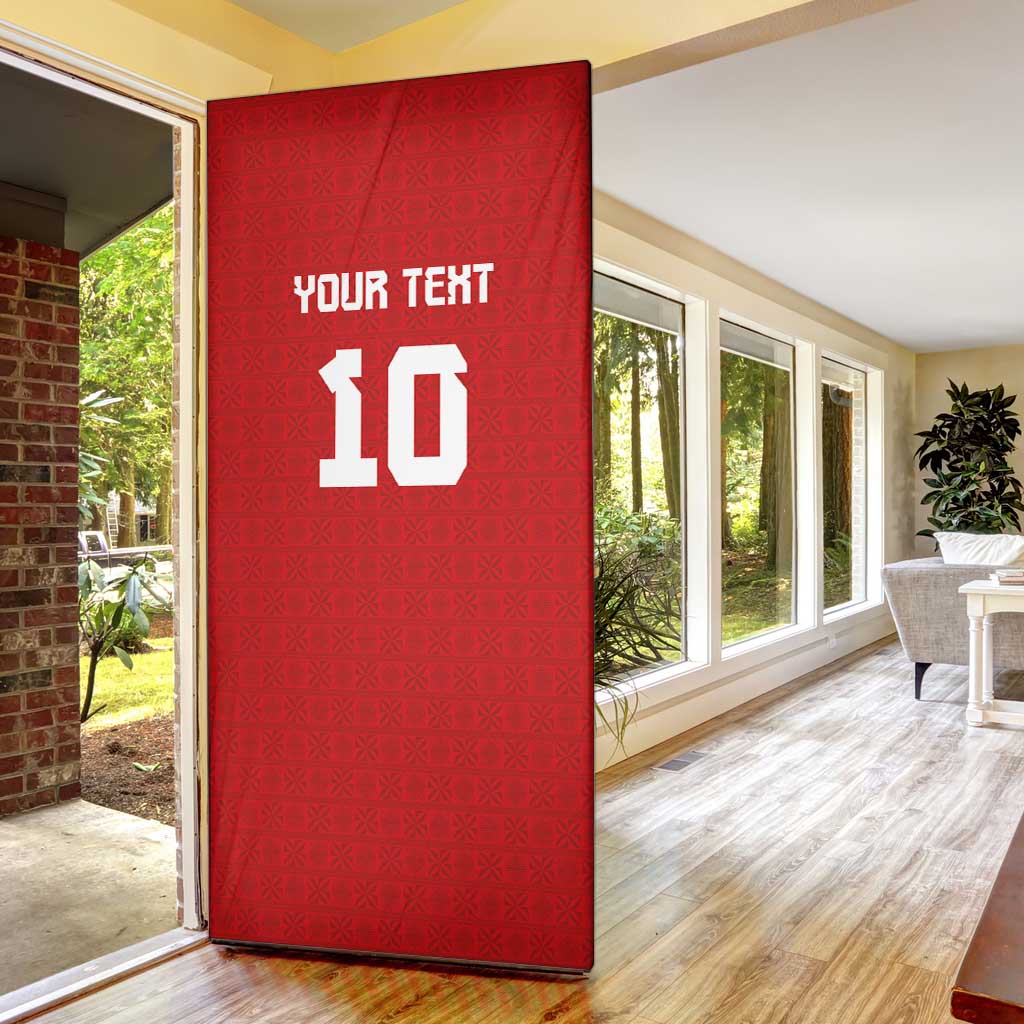 Custom Tonga Rugby Door Cover Ngatu Motifs and Pacific Patterns LT03 - Polynesian Pride