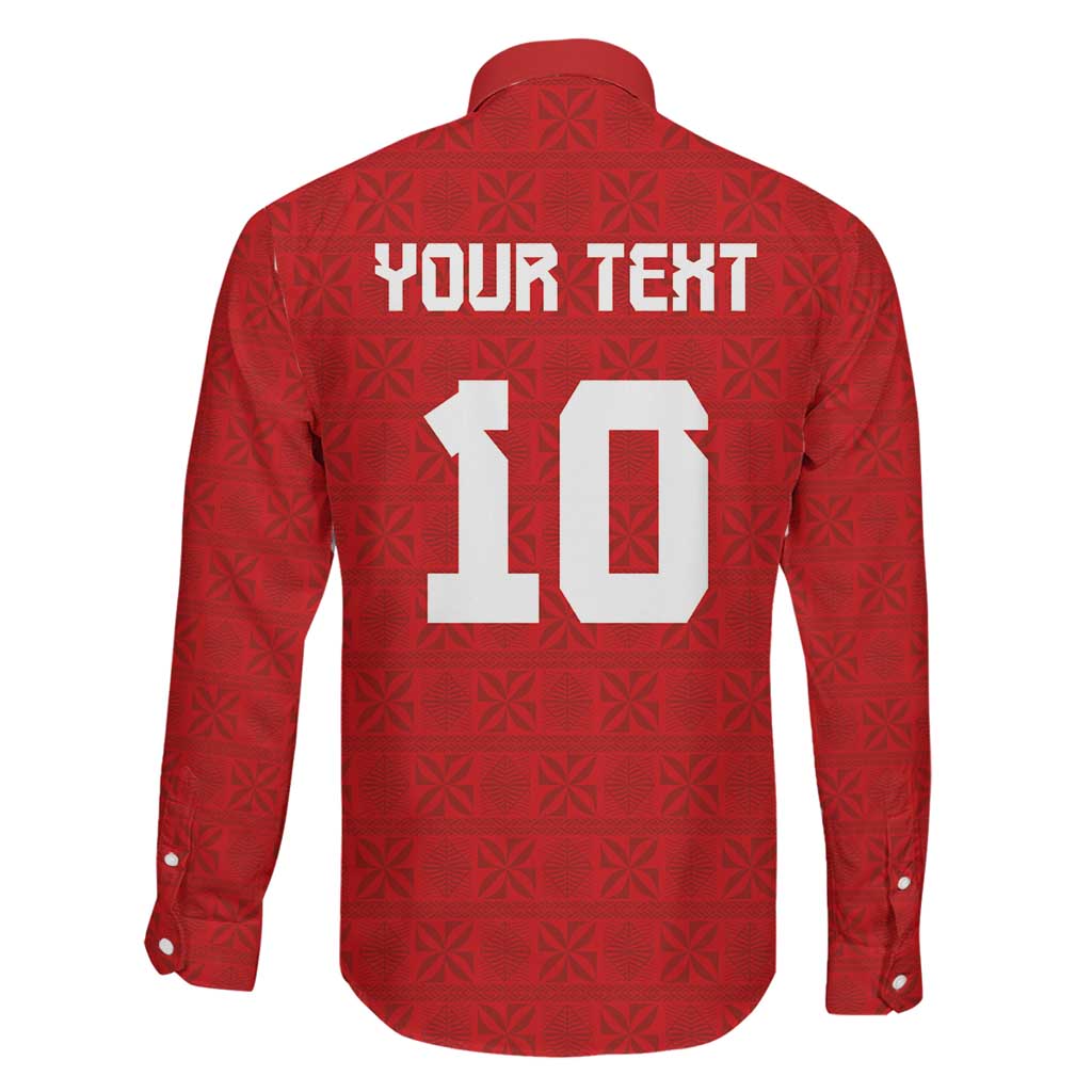 Custom Tonga Rugby Family Matching Off The Shoulder Long Sleeve Dress and Hawaiian Shirt Ngatu Motifs and Pacific Patterns