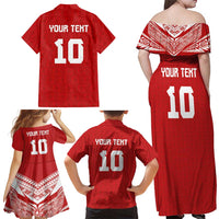 Custom Tonga Rugby Family Matching Off Shoulder Maxi Dress and Hawaiian Shirt Ngatu Motifs and Pacific Patterns LT03 - Polynesian Pride