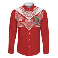 Custom Tonga Rugby Family Matching Off Shoulder Short Dress and Hawaiian Shirt Ngatu Motifs and Pacific Patterns