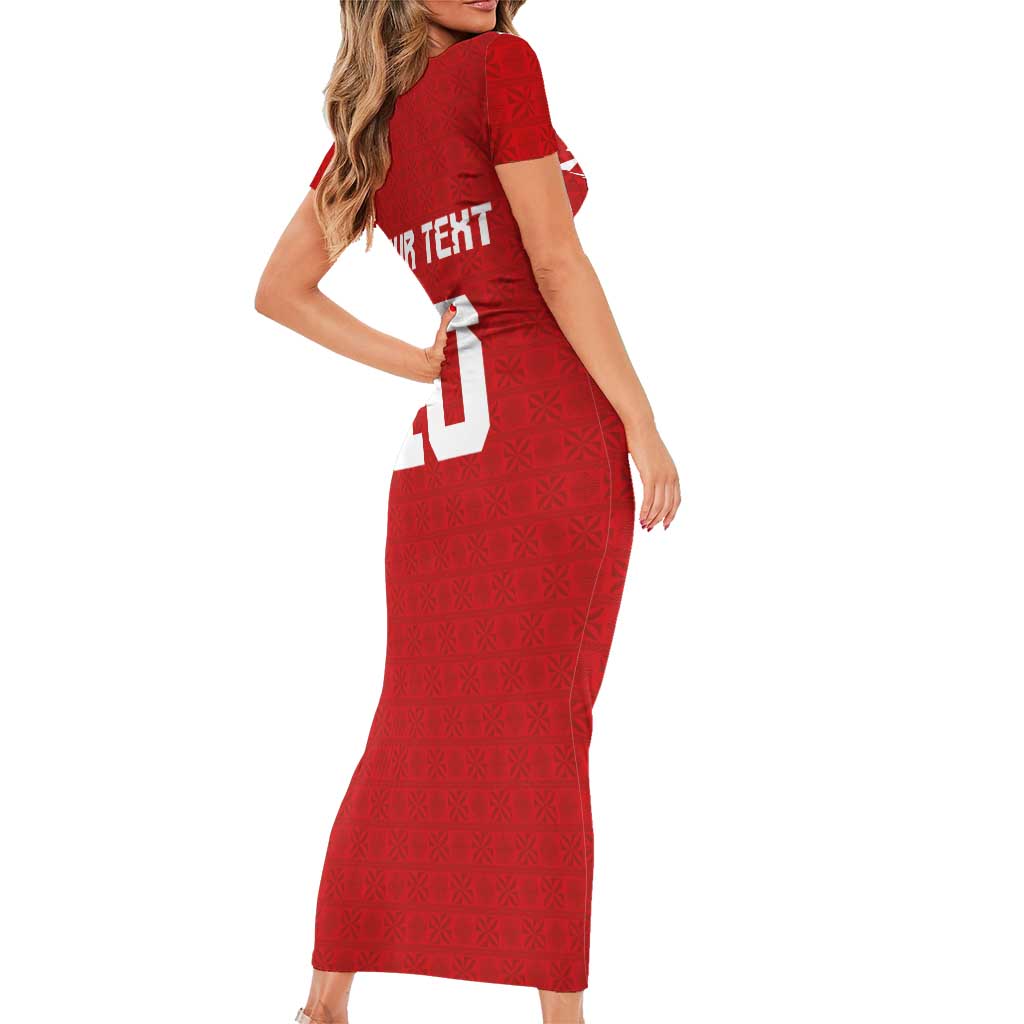 Custom Tonga Rugby Family Matching Short Sleeve Bodycon Dress and Hawaiian Shirt Ngatu Motifs and Pacific Patterns LT03 - Polynesian Pride