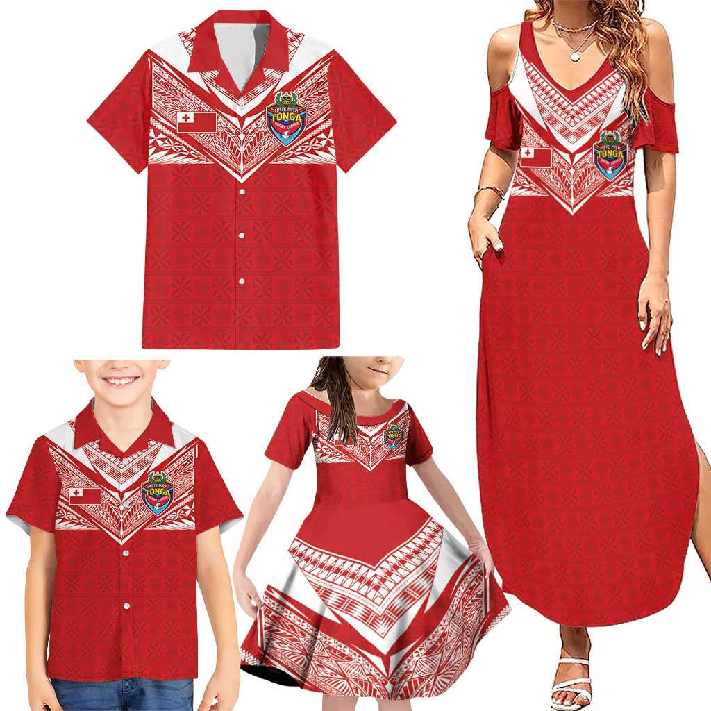 Custom Tonga Rugby Family Matching Summer Maxi Dress and Hawaiian Shirt Ngatu Motifs and Pacific Patterns LT03 - Polynesian Pride