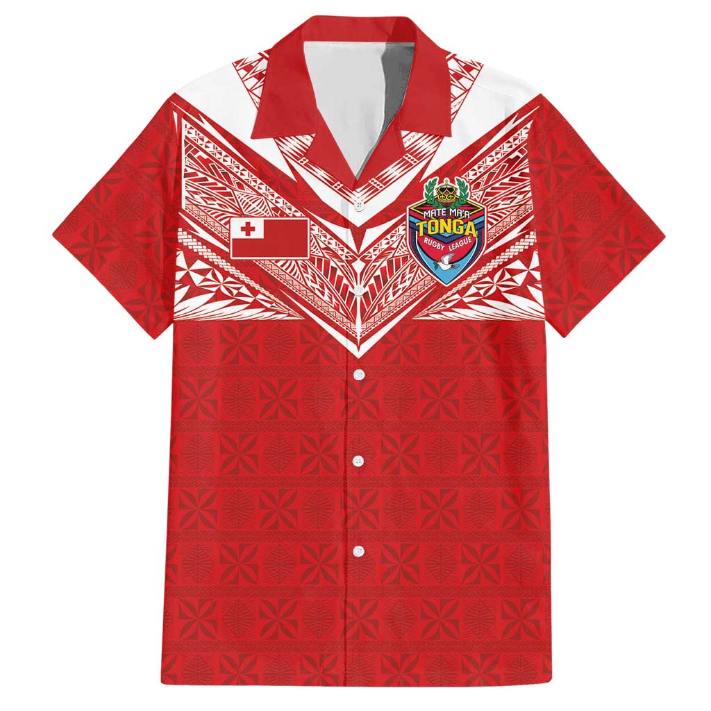 Custom Tonga Rugby Hawaiian Shirt Ngatu Motifs and Pacific Patterns LT03 Red - Polynesian Pride