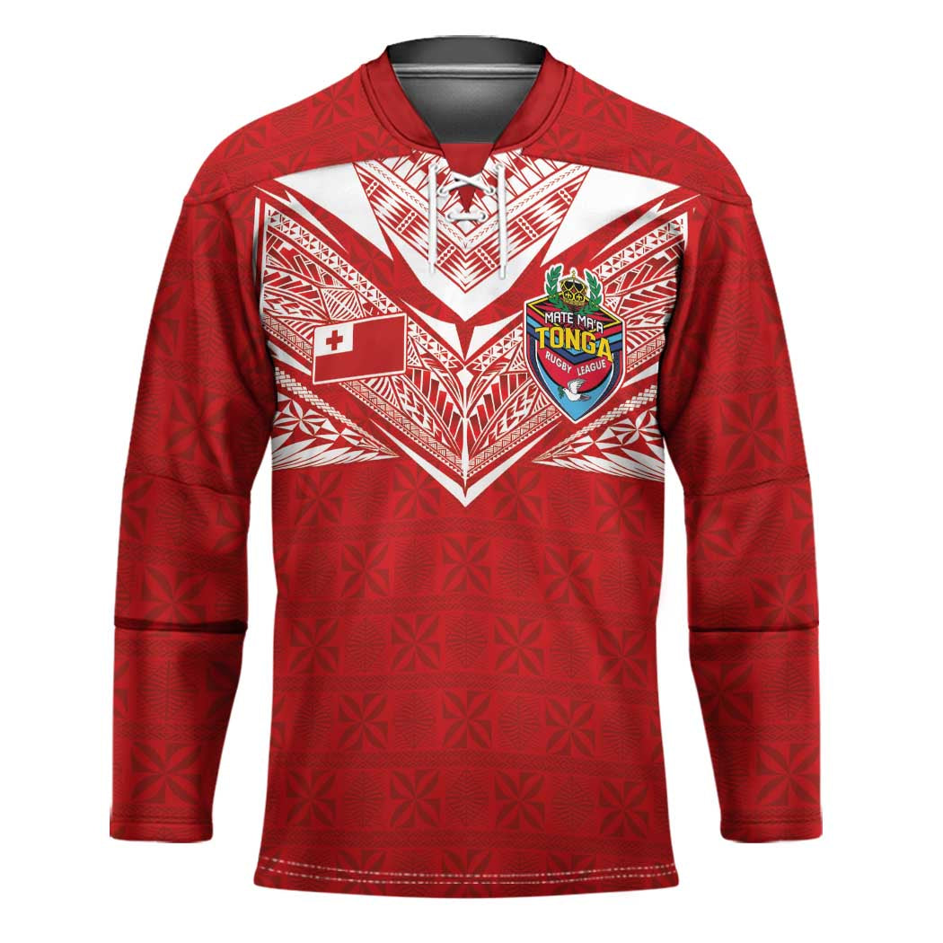 Custom Tonga Rugby Hockey Jersey Ngatu Motifs and Pacific Patterns LT03 Unisex Red - Polynesian Pride