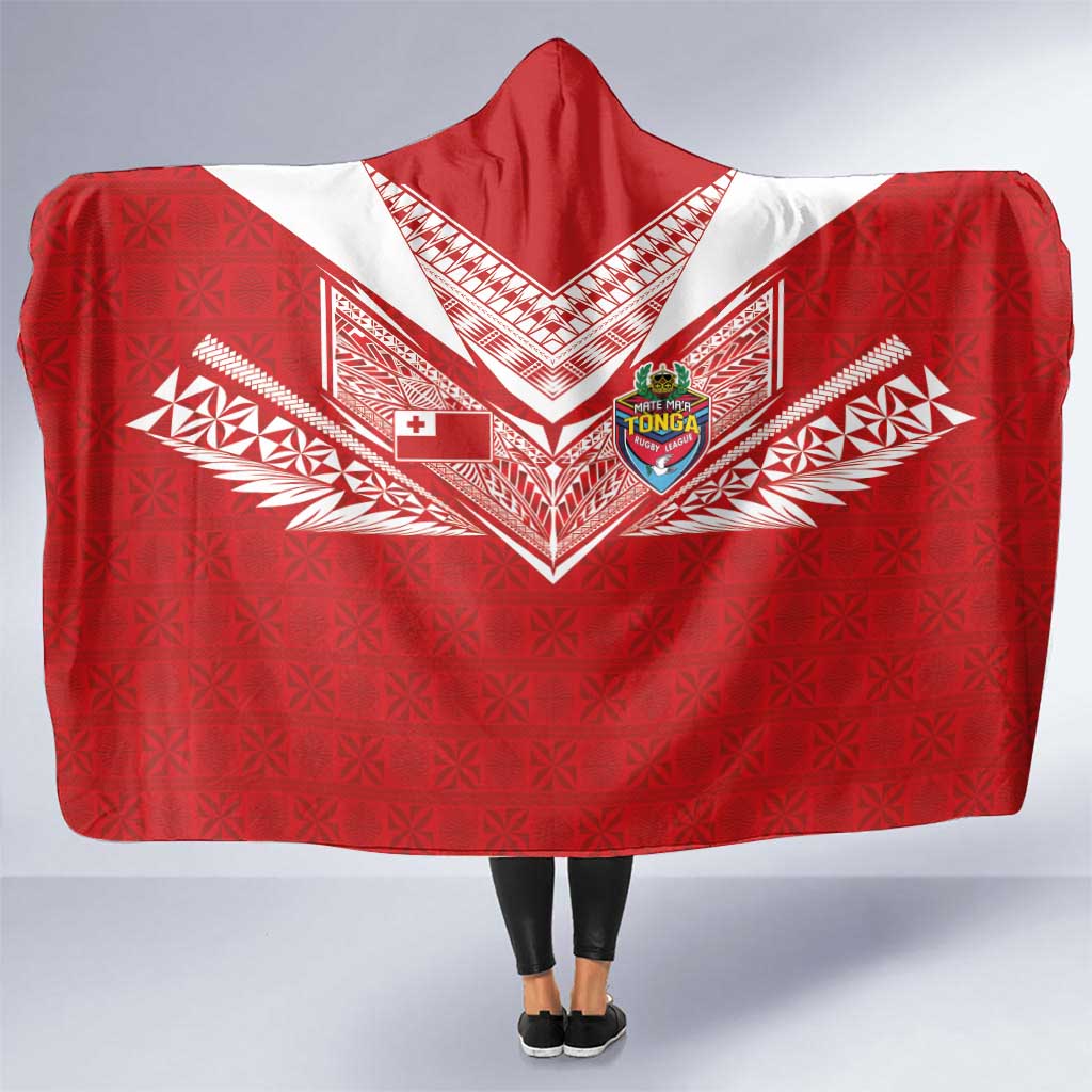 Tonga Rugby Hooded Blanket Ngatu Motifs and Pacific Patterns LT03 One Size Red - Polynesian Pride