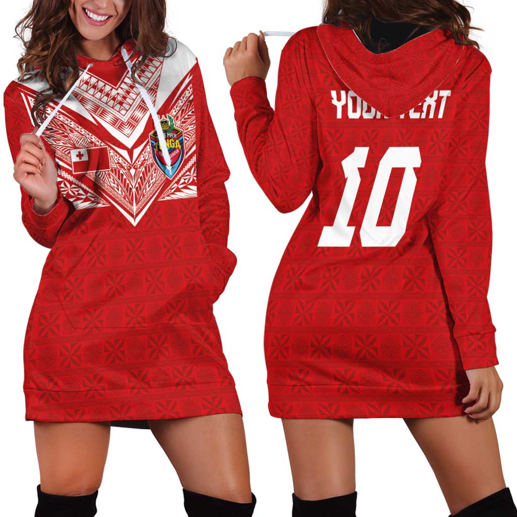 Custom Tonga Rugby Hoodie Dress Ngatu Motifs and Pacific Patterns LT03 - Polynesian Pride