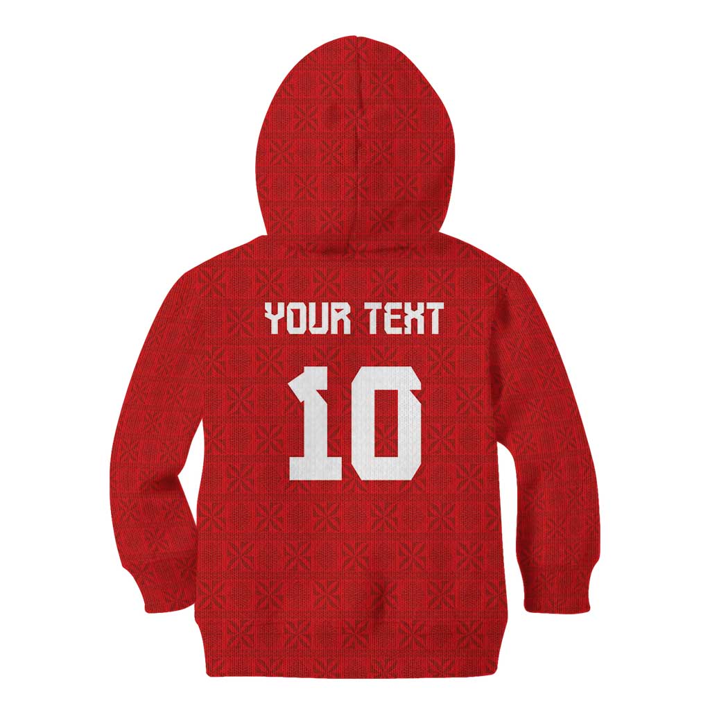 Custom Tonga Rugby Kid Hoodie Ngatu Motifs and Pacific Patterns